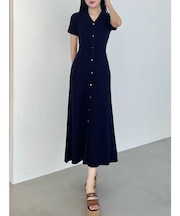 ワイドリブスキッパーニットワンピース