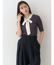 バイカラーボウタイニット