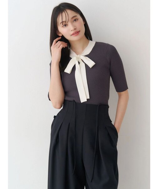 バイカラーボウタイニット