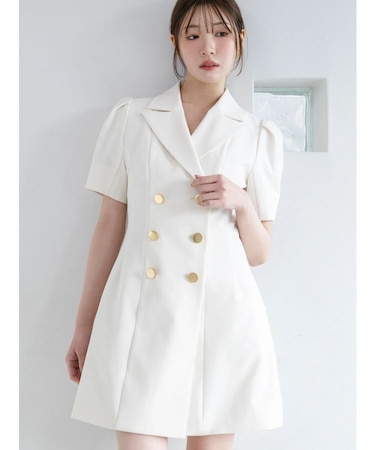 ハーフスリーブフィットアンドフレアジャケットワンピース