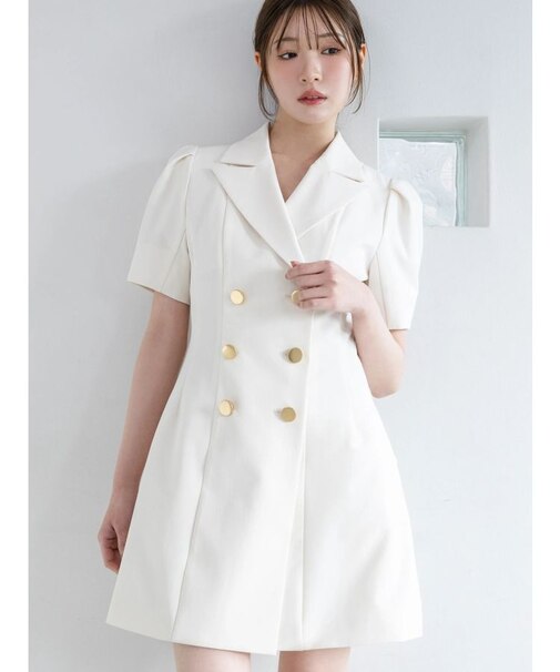 ハーフスリーブフィットアンドフレアジャケットワンピース