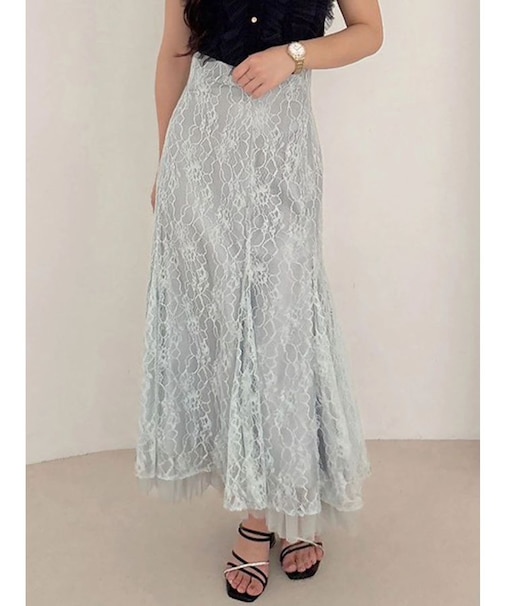 裾チュールレースマーメイドスカート