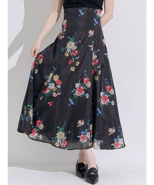 花柄バックレースアップフレアスカート｜マーキュリーデュオの通販