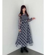 チェックシャーリングワンピース