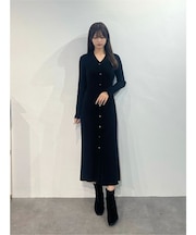 ワイドリブスキッパーニットワンピース
