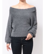 ミニシャギーオフショルニット