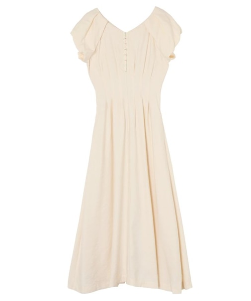 バルーンカフスフロントホックタックワンピ