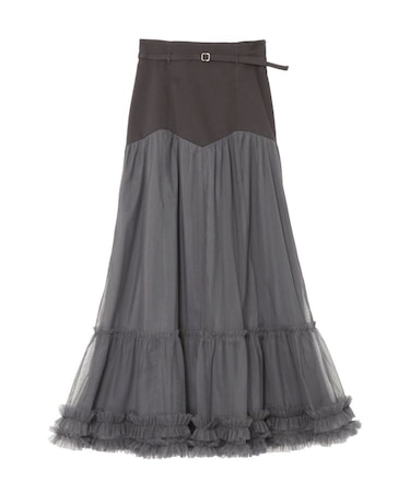 チュールドッキングフレアスカート