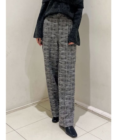 カットツイードフロントZIPパンツ