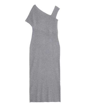 アシンメトリーラメブレンドニットワンピース