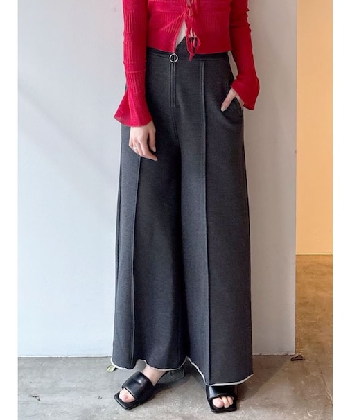 ZIPスウェットワイドフレアパンツ