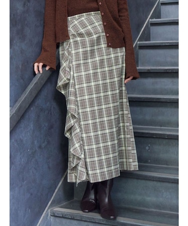 チェックラッフルスカート