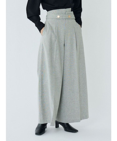 ウールブレンドツイードワイドパンツ