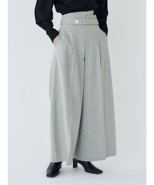 ウールブレンドツイードワイドパンツ