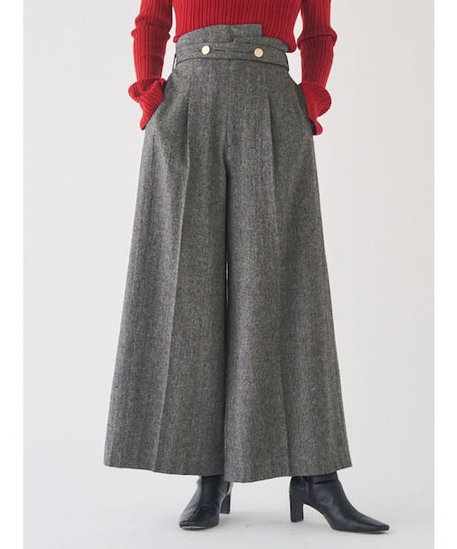 ウールブレンドツイードワイドパンツ