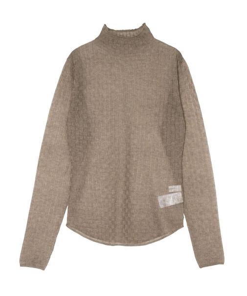 シアーブロックチェックニットプルオーバー