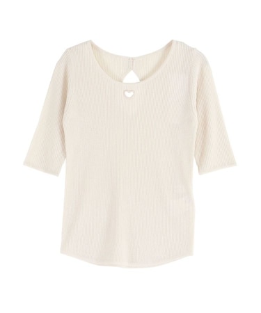 ハートハーフスリーブシアーニットトップス