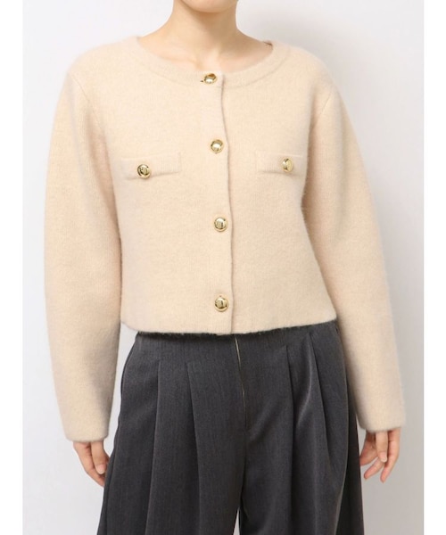 CHNラクーンニットジャケット ベージュ CHNラクーンニットジャケット｜ラグナムーンの通販｜&mall（アンド