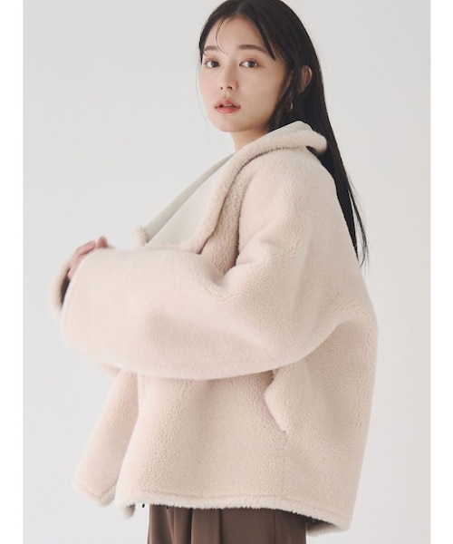 フェイクムートンスタンドカラーコート｜ラグナムーンの通販｜&mall