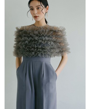 LADYチュールオフショルパンツドレス