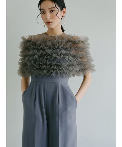 LADYチュールオフショルパンツドレス