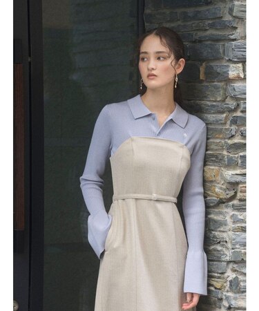 【POLO BCSコラボ】カラーネックニットドッキングワンピース
