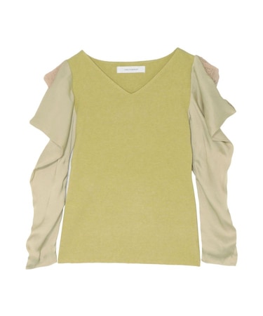 ドレープレイヤードスリーブニットプルオーバー