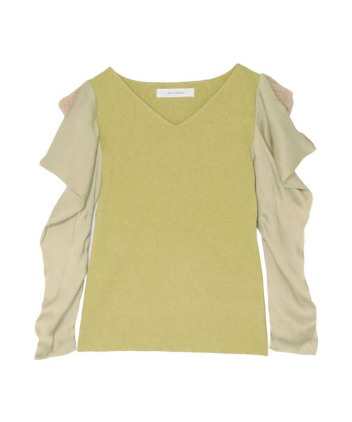 ドレープレイヤードスリーブニットプルオーバー