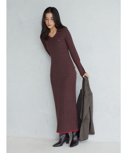 lagunamoon POLO BCS コラボ　ワンピース　ブラウン　M ラグナムーン LAGUNAMOON 【POLO BCSコラボ】オフショル