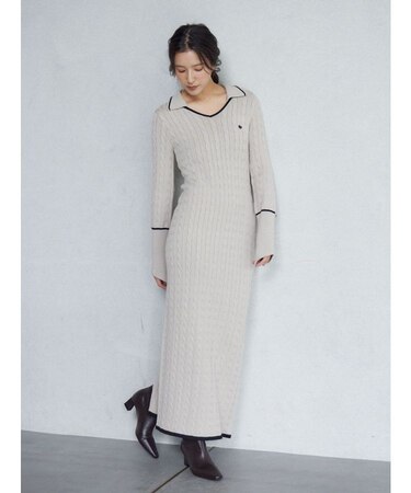 【POLO BCSコラボ】ケーブルラインニットワンピース