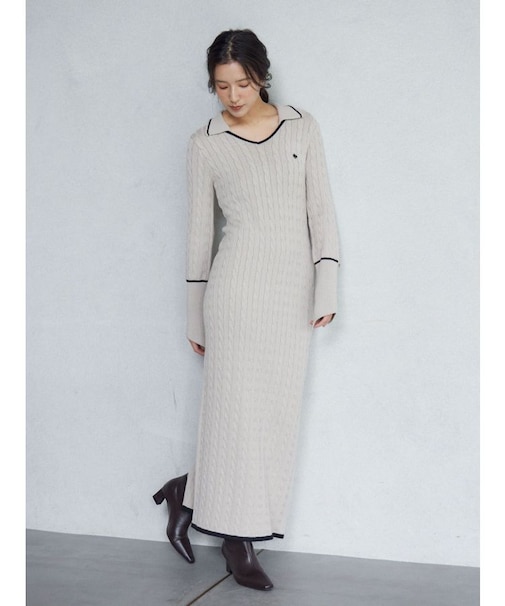 【POLO BCSコラボ】ケーブルラインニットワンピース