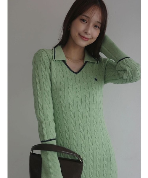 値下げ！Lagunamoon 【POLO BCSコラボ】ケーブルニットワンピース LAGUNAMOON（ラグナムーン）の「【POLO BCS コラボ】ケーブル