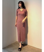 追加生産【POLO BCSコラボ】カラーネックメランジケーブルニットワンピース