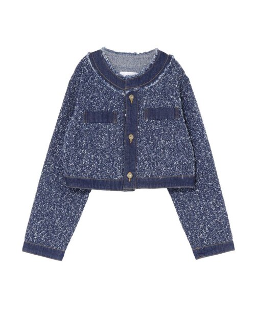 ツイードライクノーカラーデニムジャケット