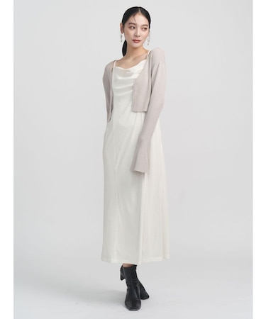 ニットカーデセットメッシュベロアキャミワンピース