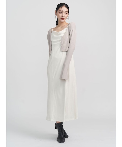 ニットカーデセットメッシュベロアキャミワンピース