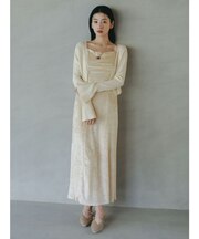 ニットカーデセットメッシュベロアキャミワンピース