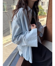 バイカラーワイドスリーブハートボタンシャツ