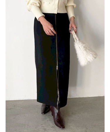 スエードライクジップIラインスカート