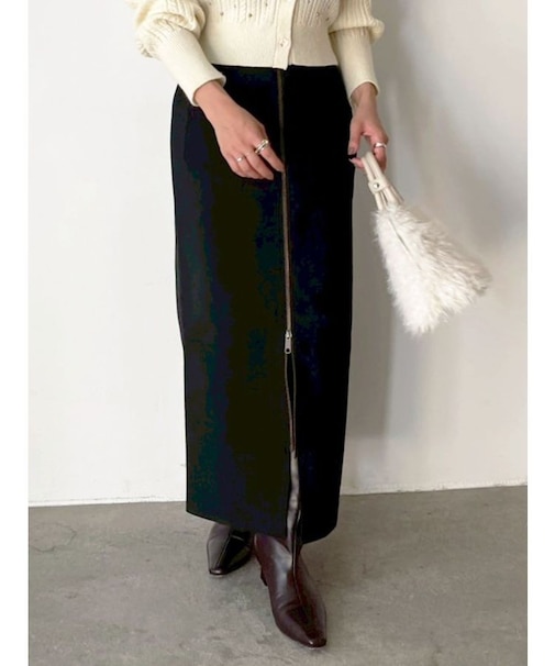 スエードライクジップIラインスカート