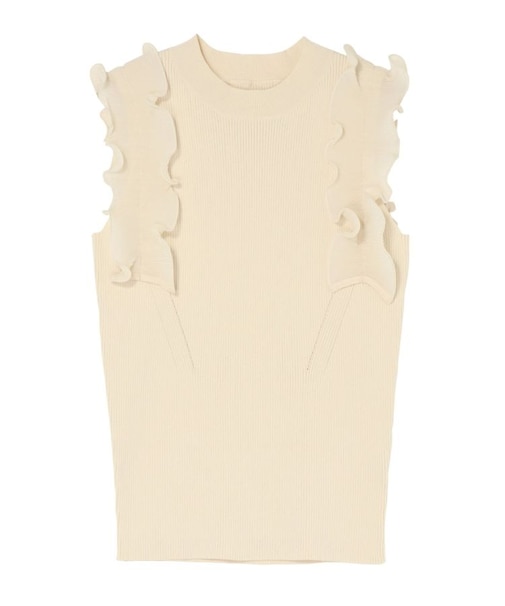 プリーツフリルニットプルオーバー