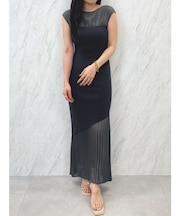 シフォンプリーツニットドッキングワンピース