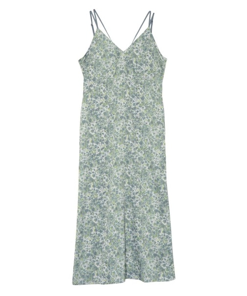 ヴィンテージフラワーサテンキャミワンピース