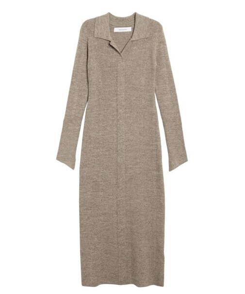 カラーネックタイトニットワンピース