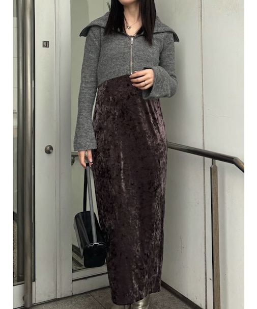 ショートZIPカーデセットベロアワンピース