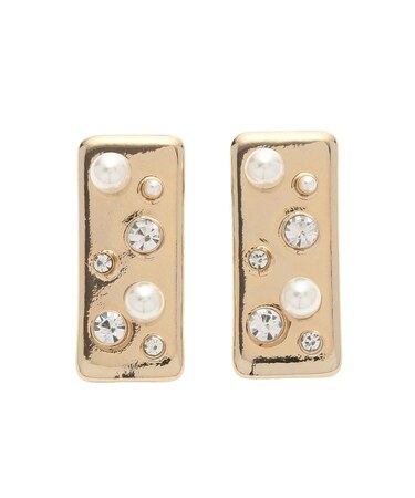 LADYフェイクパールビジュースクエアイヤリング