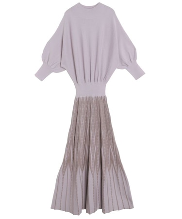 ジオメトリックフレアニットワンピース