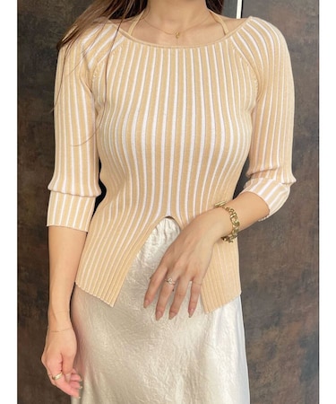 ホルターリブニットプルオーバー