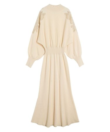 ショルダーエンブロイダリーニットワンピース