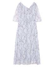 アシンメトリーネックラインプリントワンピース